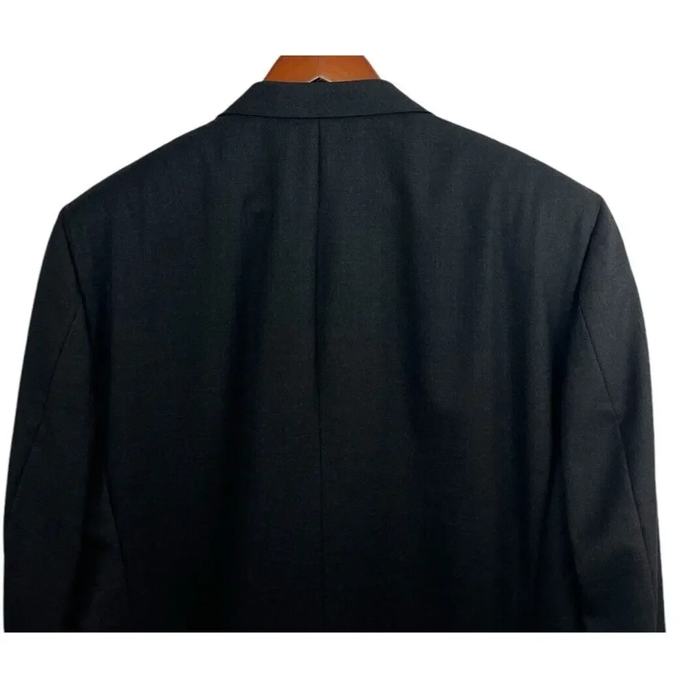 Hickey Freeman Blazer 46R Dark Gray Wool Men’s Loro Piana Italy Old Money